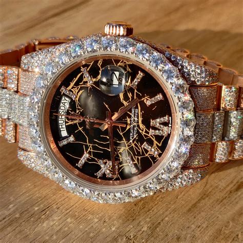 gold watch with fake diamonds|moissanite diamond watch hip hop.